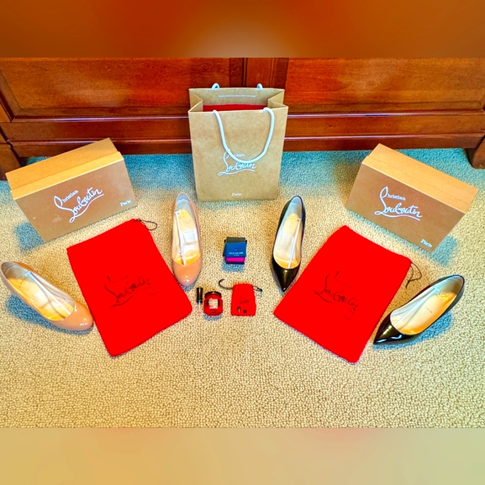 Christian Louboutin Nude and Black Heels